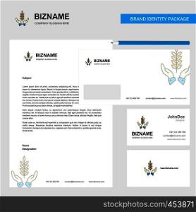 Crops in hands Business Letterhead, Envelope and visiting Card Design vector template