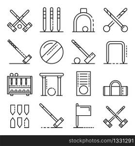 Croquet icons set. Outline set of croquet vector icons for web design isolated on white background. Croquet icons set, outline style
