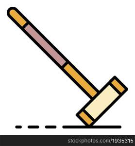 Croquet mallet icon. Outline croquet mallet vector icon color flat isolated. Croquet mallet icon color outline vector