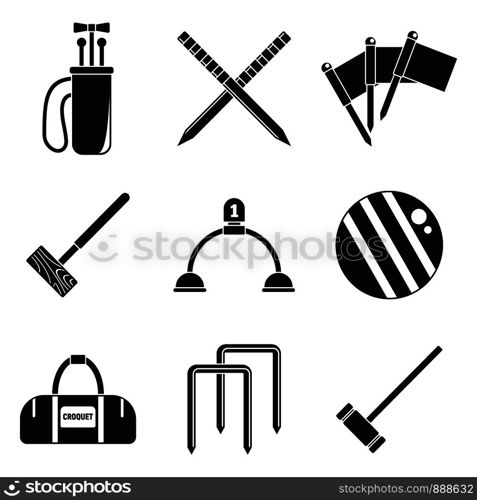 Croquet sport icons set. Simple set of croquet sport vector icons for web design on white background. Croquet sport icons set, simple style