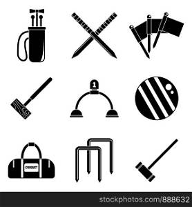 Croquet sport icons set. Simple set of croquet sport vector icons for web design on white background. Croquet sport icons set, simple style