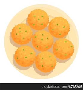 Croquette plate icon cartoon vector. Food cuisine. Snack food. Croquette plate icon cartoon vector. Food cuisine
