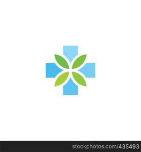 cross and leaves herbal pharmacy icon vector