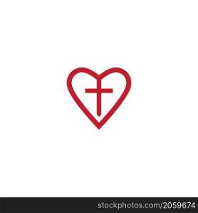 Cross and love logo vector illustration flat design
