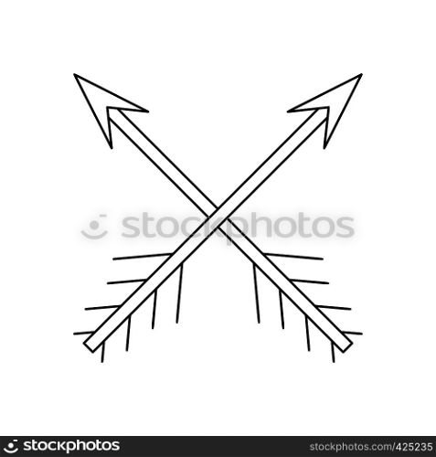 Cross arrows thin line icon on a white background. Cross arrows thin line icon