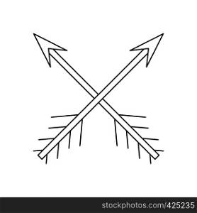 Cross arrows thin line icon on a white background. Cross arrows thin line icon