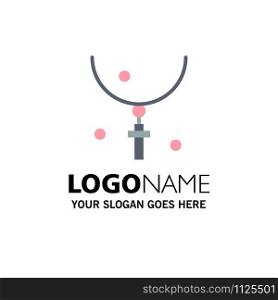 Cross, Easter, Halloween, Holiday, Necklace Business Logo Template. Flat Color