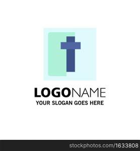 Cross, Easter, Holiday, Sign Business Logo Template. Flat Color