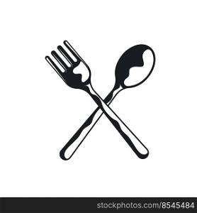 cross fork spoon icon vector illustration concept design template web