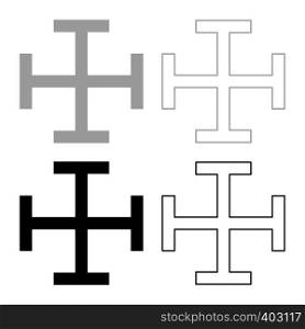 Cross gibbet resembling hindhead Cross monogram Religious cross icon set black grey color vector illustration flat style simple image