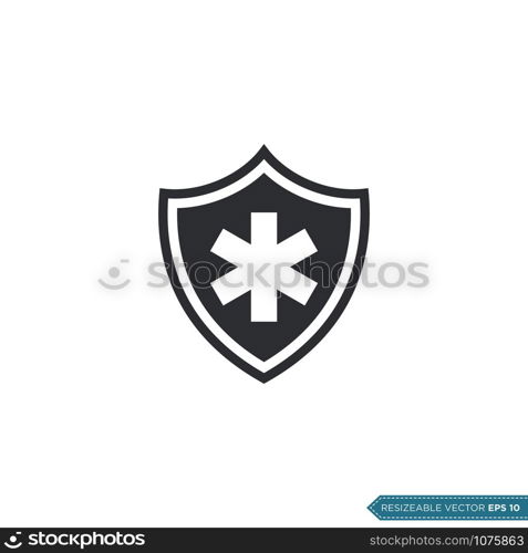 cross health shield pictogram icon logo template Illustration Design