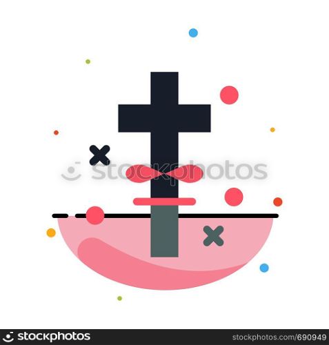 Cross, Holidays, Holy, Easter Abstract Flat Color Icon Template
