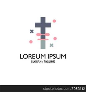 Cross, Holidays, Holy, Easter Business Logo Template. Flat Color