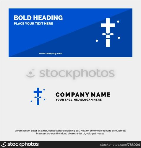 Cross, Holidays, Holy, Easter SOlid Icon Website Banner and Business Logo Template