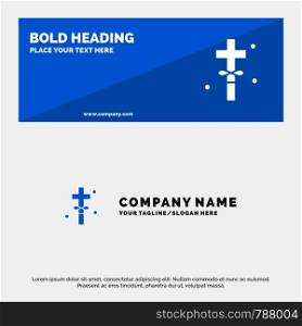 Cross, Holidays, Holy, Easter SOlid Icon Website Banner and Business Logo Template