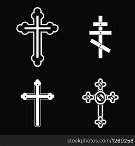 Cross icon set vector white isolated on grey background . Cross icon set grey vector