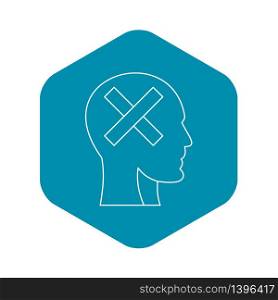 Cross in head icon. Outline illustration of cross in head vector icon for web. Cross in head icon, outline style