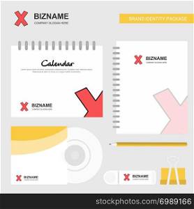 Cross Logo, Calendar Template, CD Cover, Diary and USB Brand Stationary Package Design Vector Template