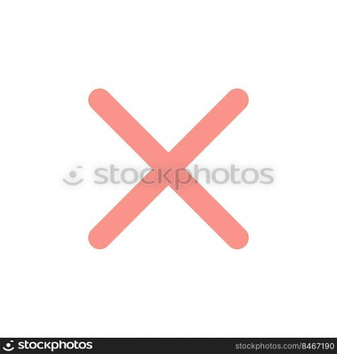 Cross mark flat color ui icon. Delete action. Cancel button. Close window. Multiplication symbol. Simple filled element for mobile app. Colorful solid pictogram. Vector isolated RGB illustration. Cross mark flat color ui icon