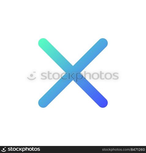 Cross mark pixel perfect gradient linear ui icon. Delete action. Cancel button. Close window. Line color user interface symbol. Modern style pictogram. Vector isolated outline illustration. Cross mark pixel perfect gradient linear ui icon