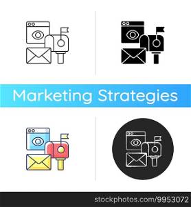 Cross media Marketing icon. Promotional companies commit to surpassing traditional advertisement techniques. Linear black and RGB color styles. Isolated vector illustrations. Cross media Marketing icon