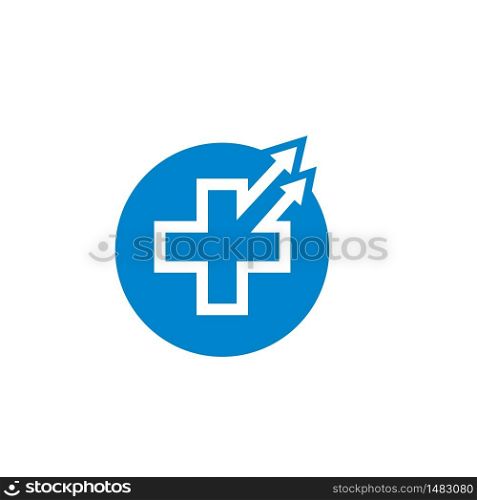 cross medical arrow icon logo vector illustration design template
