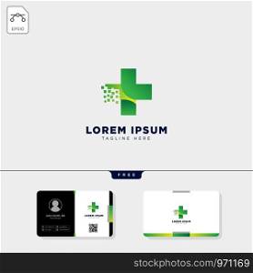 cross medicine logo template vector illustration and get free business card design template. cross medicine logo template and get free business card design template
