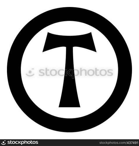 Cross monogram T Symbol Saint Anthony Apostle sign Religious cross icon in circle round black color vector illustration flat style simple image. Cross monogram T Symbol Saint Anthony Apostle sign Religious cross icon in circle round black color vector illustration flat style image