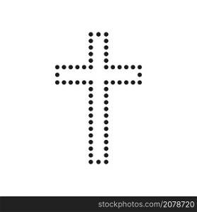 Cross of Christ in the form of a contour of dots. Dotted crucifix. Flat isolated Christian vector illustration, biblical background.. Cross of Christ in the form of a contour of dots. Flat isolated Christian illustration