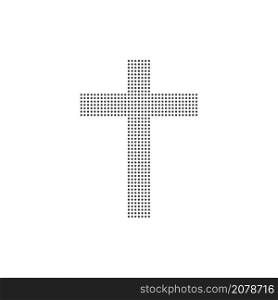 Cross of Christ made of dots. Dotted crucifix. Flat isolated Christian vector illustration, biblical background.. Cross of Christ made of dots. Flat isolated Christian illustration
