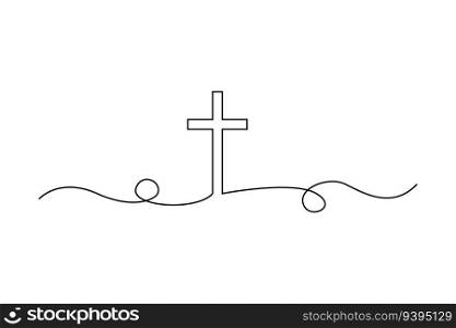 Cross one line. Symbol of Christianity in one line. Continuous drawn one line of the symbol of religion. Vector illustration. EPS 10. stock image.. Cross one line. Symbol of Christianity in one line. Continuous drawn one line of the symbol of religion. Vector illustration. EPS 10.