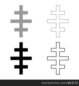 Cross papal roman church icon set black grey color vector illustration flat style simple image