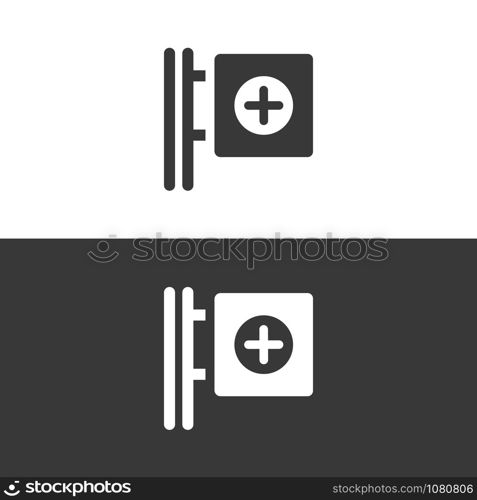 Cross pharmacy sign. Flat icon. Urban service vector illustration