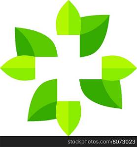 cross pharmacy with leaf logo design vector