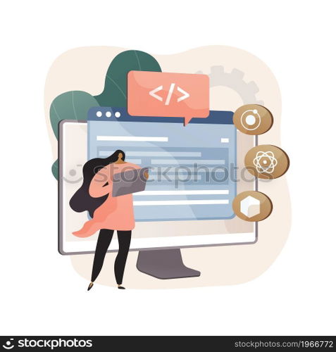 Cross-platform frameworks abstract concept vector illustration. Programming build tool, software development framework, cross-platform structure, application UI, coding process abstract metaphor.. Cross-platform frameworks abstract concept vector illustration.