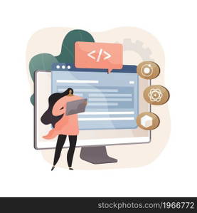 Cross-platform frameworks abstract concept vector illustration. Programming build tool, software development framework, cross-platform structure, application UI, coding process abstract metaphor.. Cross-platform frameworks abstract concept vector illustration.