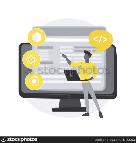 Cross-platform frameworks abstract concept vector illustration. Programming build tool, software development framework, cross-platform structure, application UI, coding process abstract metaphor.. Cross-platform frameworks abstract concept vector illustration.
