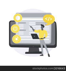 Cross-platform frameworks abstract concept vector illustration. Programming build tool, software development framework, cross-platform structure, application UI, coding process abstract metaphor.. Cross-platform frameworks abstract concept vector illustration.