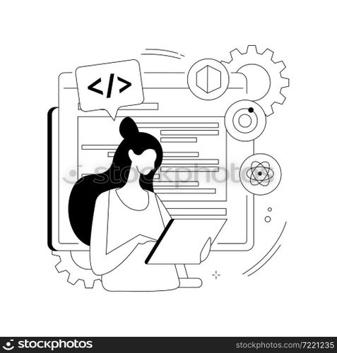Cross-platform frameworks abstract concept vector illustration. Programming build tool, software development framework, cross-platform structure, application UI, coding process abstract metaphor.. Cross-platform frameworks abstract concept vector illustration.