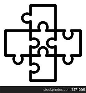 Cross puzzle icon. Outline cross puzzle vector icon for web design isolated on white background. Cross puzzle icon, outline style