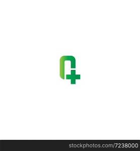 Cross Q Letter logo, Medical cross Q letter logo design concept