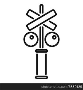 Cross railroad icon outline vector. Road safety. Gate traffic. Cross railroad icon outline vector. Road safety