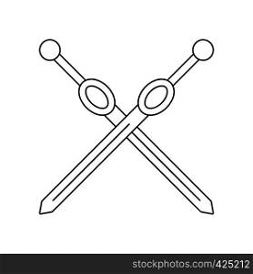 Cross rapiers thin line icon on a white background. Cross rapiers thin line icon