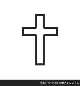 Cross religion god vector illustration icon. Symbol christianity and shape christian sign. Religious crucifix faith and catholicism black holy art. Spirituality element jesus design and isolated white