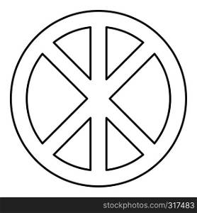 Cross round circle on bread concept parts body Christ Infinity sign in religious icon black color outline vector illustration flat style simple image. Cross round circle on bread concept parts body Christ Infinity sign in religious icon black color outline vector illustration flat style image