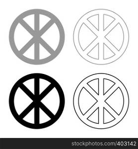Cross round circle on bread concept parts body Christ Infinity sign in religious icon set black grey color vector illustration flat style simple image