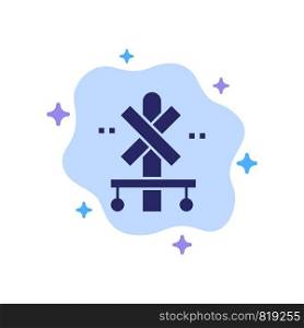 Cross, Sign, Station, Train Blue Icon on Abstract Cloud Background