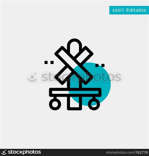 Cross, Sign, Station, Train turquoise highlight circle point Vector icon