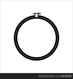 Cross Stitch Hoop Icon, Frame Hoop For Needle Work, Embroidery Hoop Vector Art Illustration