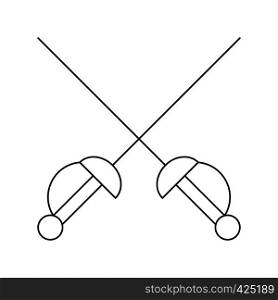 Cross swords thin line icon on a white background. Cross swords thin line icon